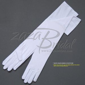 19.5″ Long 4-Way Stretch Matte Finish Satin Dress Gloves 12BL - White